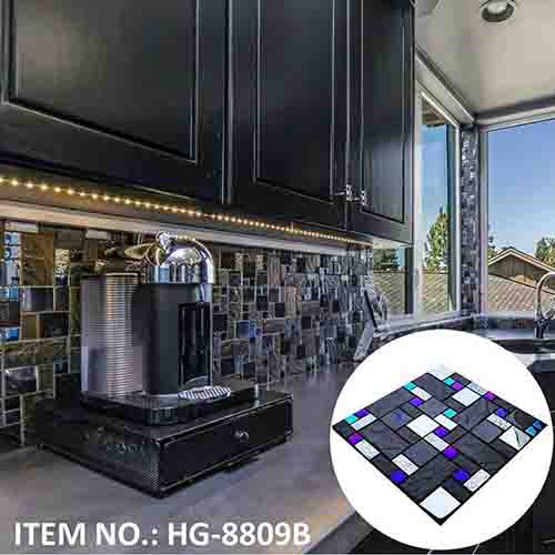 HG-8809B Iridescent glass and imitation stone ceramic mosaic tile