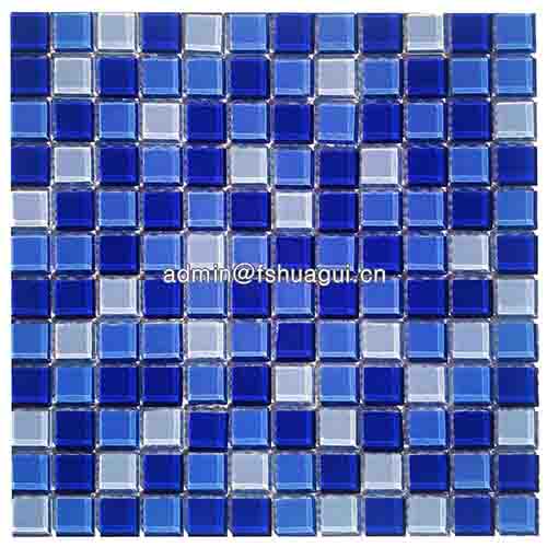 Wholesale blue crystal glass mosaic swimming pool and bathroom tile