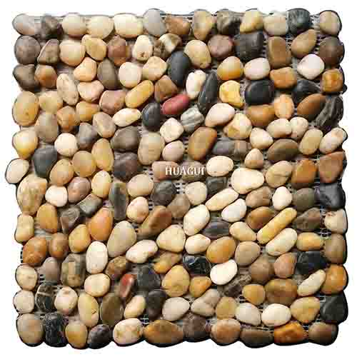 Factory price natural style river rock stone mosaic floor tile