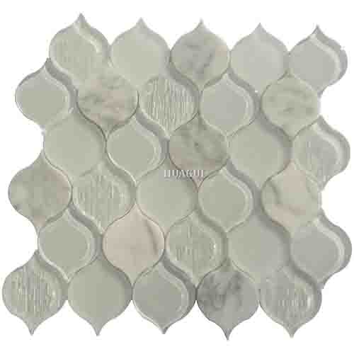 USA hot sale white backsplash lantern design glass and stone mosaic tile for wall