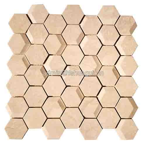 Classic 3D effect marble hexagon stone mosaic tile