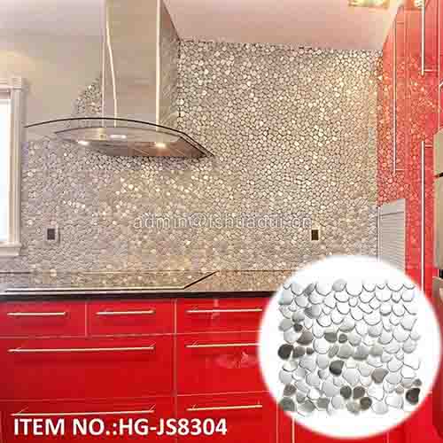 HG-JS8304 304 River Rock Pattern Mosaic Stainless Steel kitchen backsplash wall tile