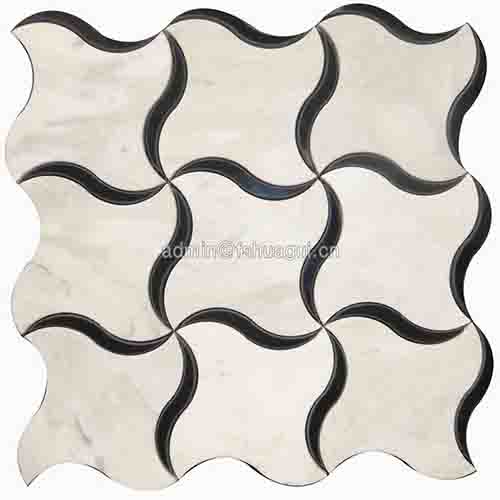 Dancing windmill water jet marble mosaic tile wholesale