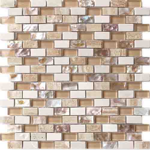 Inexpensive beige color backsplash neutral hexagon glass mosaic tiles in China 01