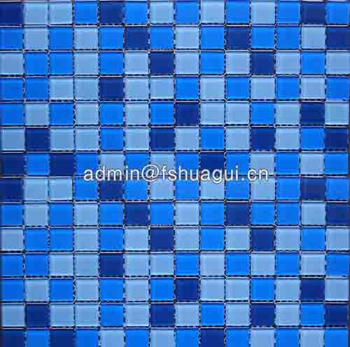 Blue Color Glossy Glass Mosaic Swimming Pool Mosaic Tiles HG-420010