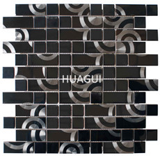 Rectangles Random Sized Metal Mosaic Tile in Black Patterned Backspalsh Wall Panel