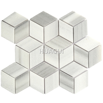 Honeycomb Stone Marble Mosaic Tile in Gray Hexagon Shape in Grey/White for Wall Decoration