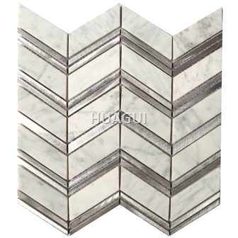 Black And White Carrara Broken Stone Marble Mosaic Tile 8mm Art Medallion 