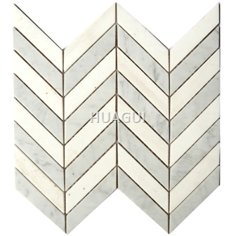 Natural Stone  Grey/White Marble Mosaic Tile Herringbone marble mosaic tile for shower