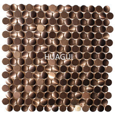 Rose Gold Mosaic Tile in Stainless Steel  Wall Backsplash Kitchen Panel Round Coin Shape