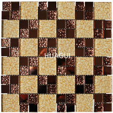 New Design Glass Tile Mosaic Mural Patterns Gold Foil Tile Mirror Mosaic