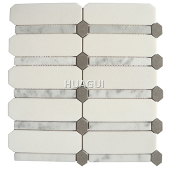 Edge Beveled Hexagon Grey/White/Brown Marble Mosaic Tile for Wall Decoration Bathroom Kitchen Backsplash