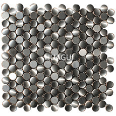 Silver Mosaic Tile in  Stainless Steel Wall Backsplash Kitchen Panel Round Shape