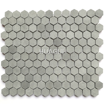 Random Sized Marble Mosaic Tile in Grey Marble Hexagon Wall Decoration Material