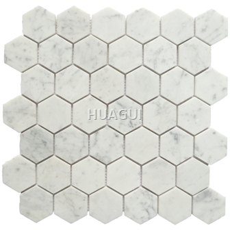 Linear Polished Random Sized Marble Mosaic Tile in White Home Decoration