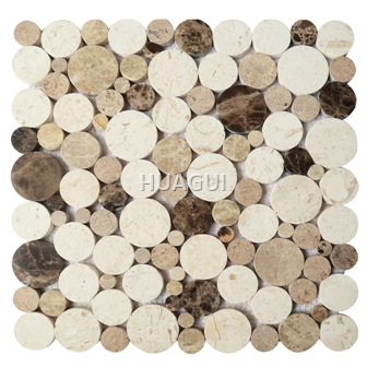 Random Sized Peddel Marble Mosaic Tile in White/Grey/Brown flooring tile 