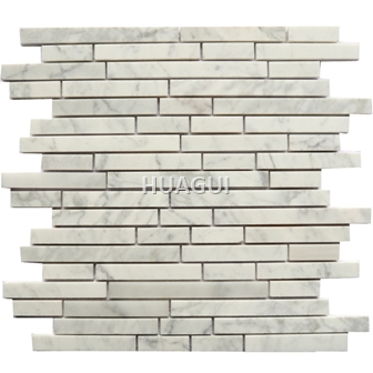 Carrara White Marble Mosaic Tile Strip Shape for Firepalce Kitchen Wall Decoration