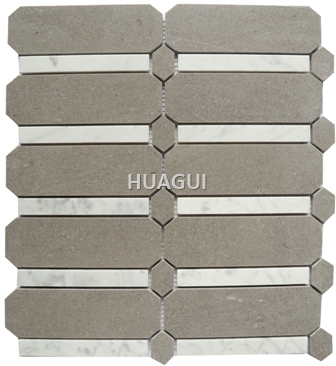 Edge Beveled Hexagon Grey/White/Brwon Marble Mosaic Tile for Wall Decoration Bathroom Kitchen Backsplash