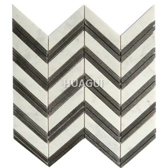 Natural Stone  White/Black Marble Mosaic Tile Herringbone marble mosaic tile for shower