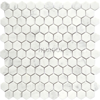 Stone Hexagon Honeycomb Marble Mosaic Tile in White Color Interlocking