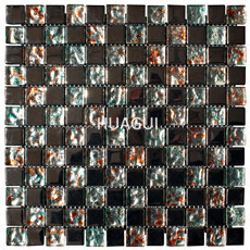 3D Effect Interlocking Pattern 304 Stainless Steel/Glass Mosaic Tile Sheet Random Sized Mosaic Tile