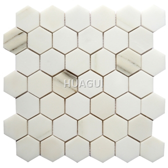 HonyComb Hexagon Interlocking Marble Mosaic Tile for Kitchen Wall Backsplash 