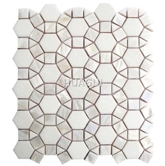 Random Size Honed Square Patterned Marble Mosaic Tile mixed Color for Wall backsplash