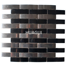 Urban Random Sized Metal Mosaic Tile in Brushed Polished Black/Gray Wall Panel Backspalsh