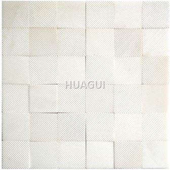 Ice White Marble Mosaic Tile in Oriental White Texture of Surface Shape 