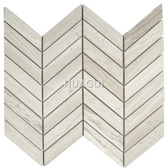 Carrara Herringbone Wood Grain Marble Mosaic Tile in Beige