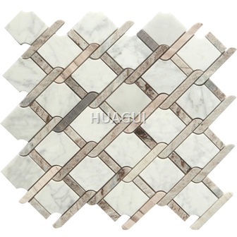 High Quality Carrara White Marble Mosaic Tile mixed brwon mosaic